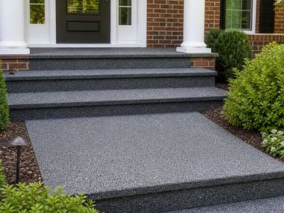 Rubber surfaced front walkway and steps